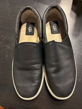 UGG Women’s Slip-On Leather Sneakers - Black - Size 8